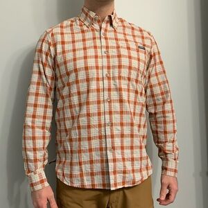 Eddie Bauer button up- orange and tan